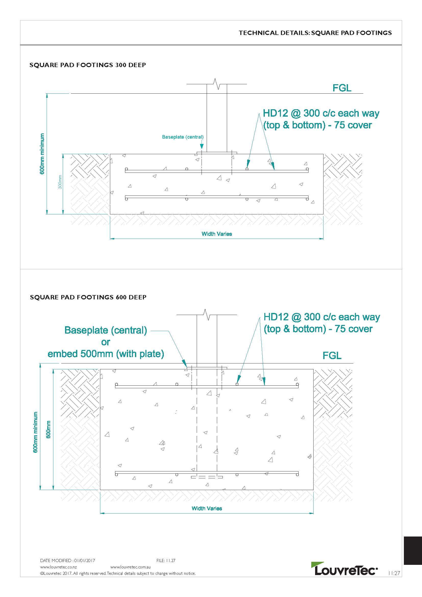 Square Pad Footings | 11.27