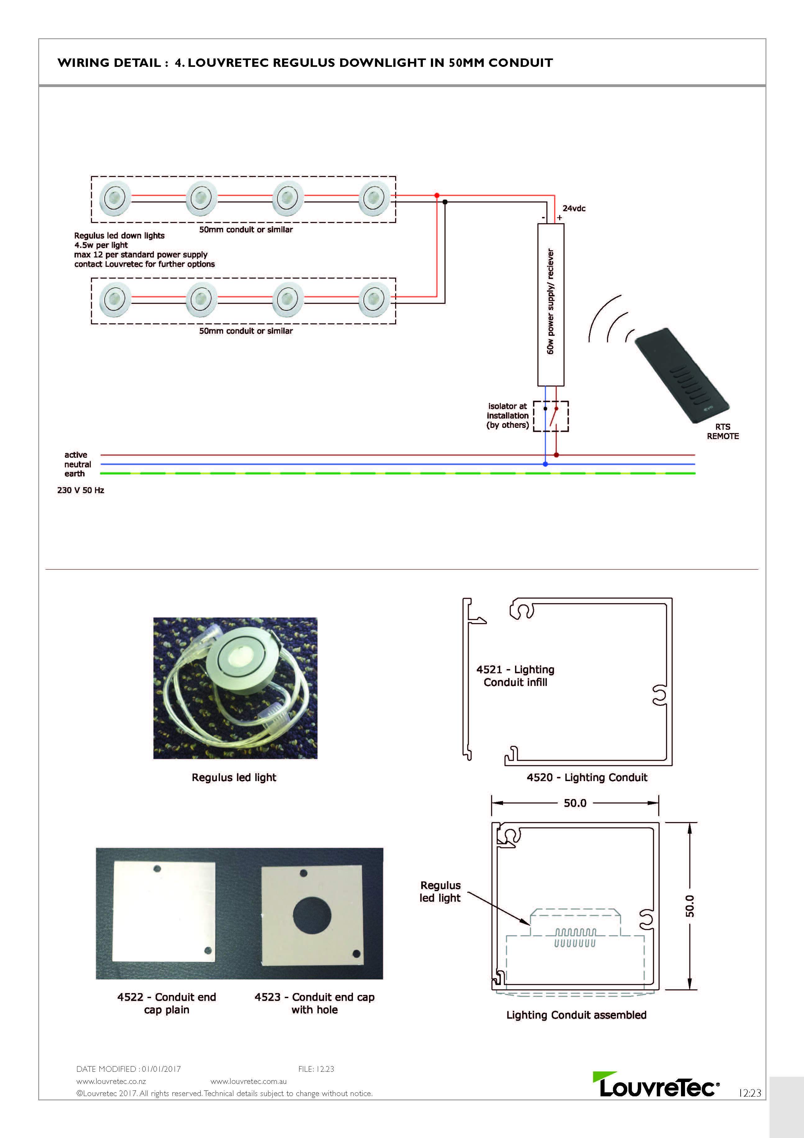 Louvretec Regulus Downlight in 50mm Conduit 12.23