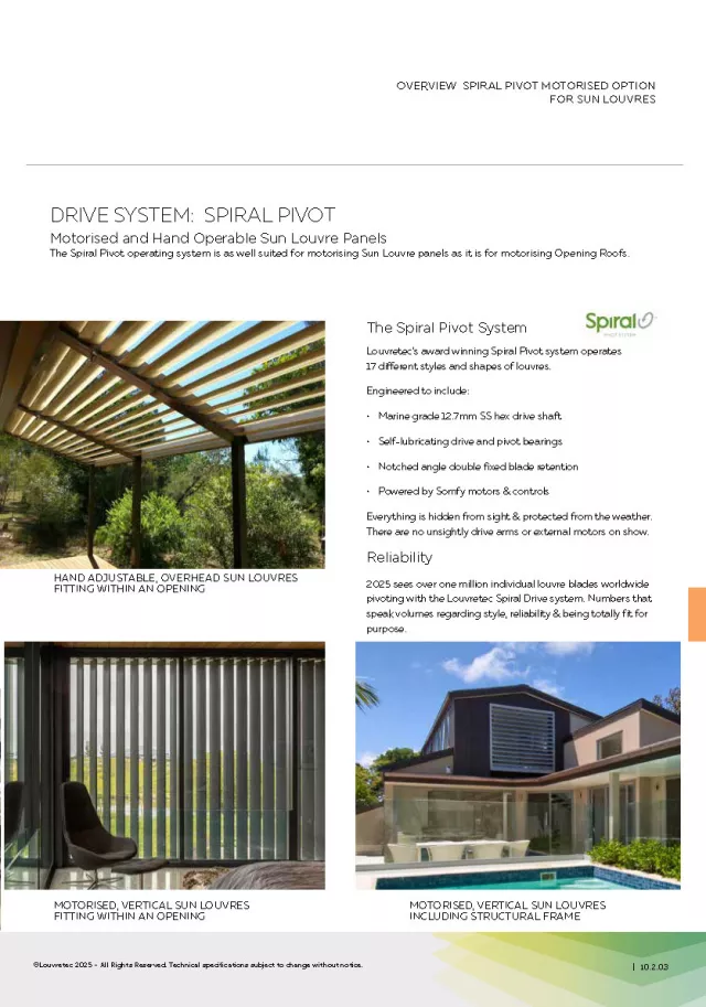 About Motorised & Hand Adjustable Louvres (Spiral Pivot) | DM 10.2.03-10.2.04