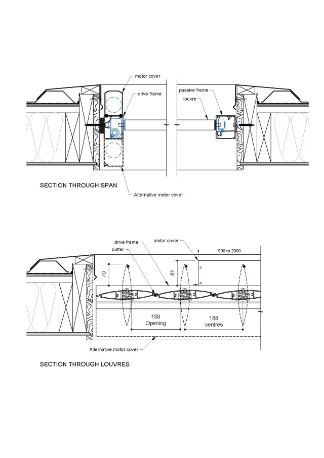 2D Typical Detail Overhead Motorised 200 Maxi Louvre | DM 10.2.06