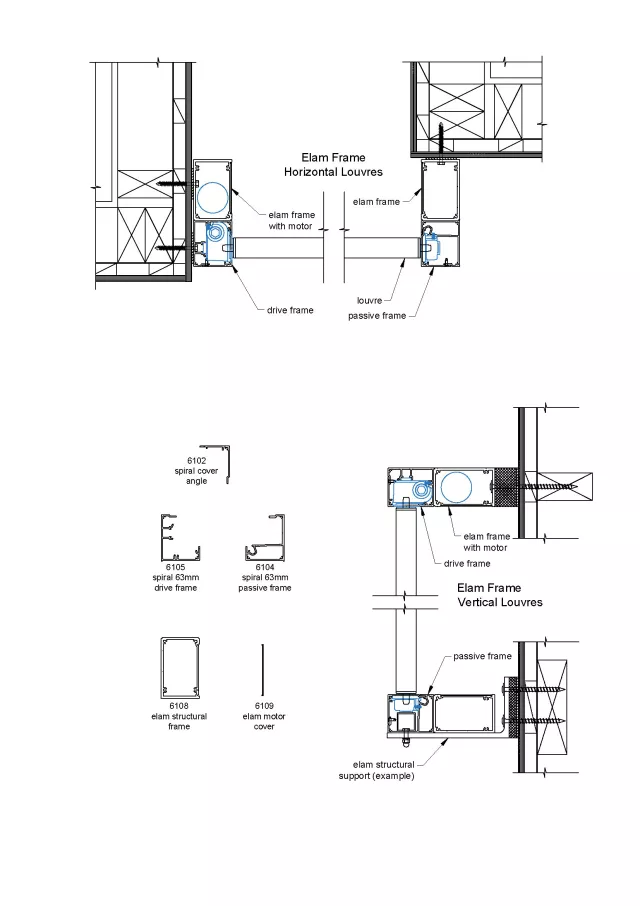 2D Typical Detail Vertical Sun Louvre Panels in a Stand Off Frame | DM 10.2.11
