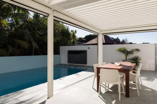 Opening Roof providing adjustable overhead shade.