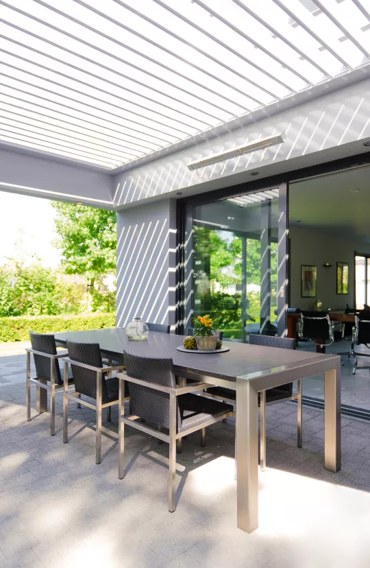 Motorized Opening Roof. Contact Louvretec Southern California today