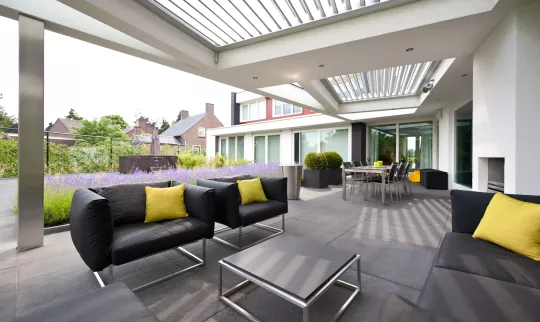 Motorized Opening Roof. Contact Louvretec Southern California today